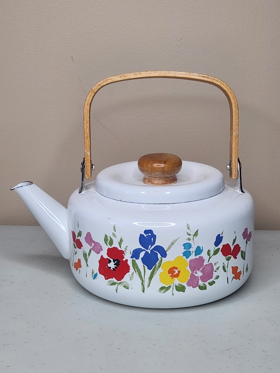 Gailstyn Sutton Other - Vintage Gailstyn Sutton “Early Spring” Enamel Teapot Floral 1984